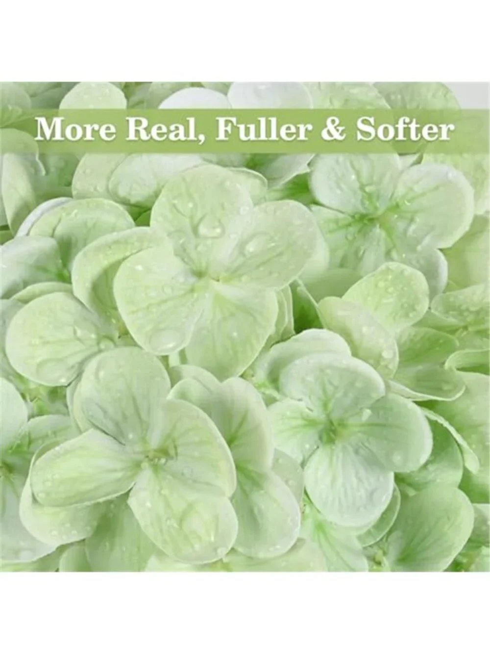 4Pcs Real Touch Artificial Hydrangea Flowers Light Green Faux Silk Wedding Decor
